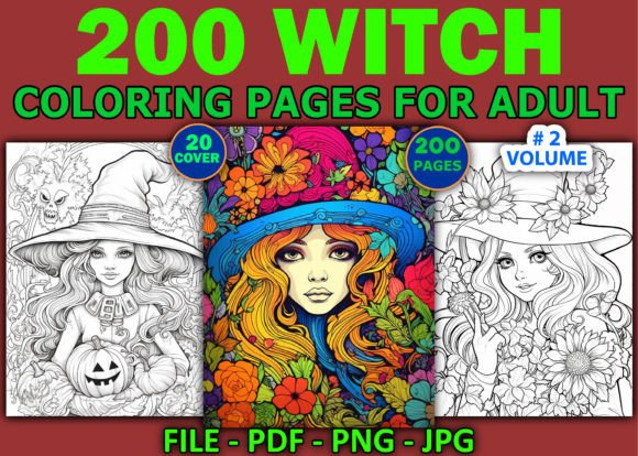 Download 200 Witch Coloring Pages for Adults - Premium Resources