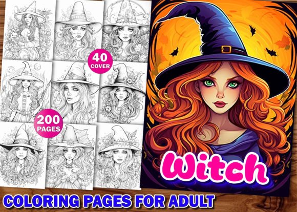 Download 200 Witch Coloring Pages for Adults KDP - Witch coloring Collection
