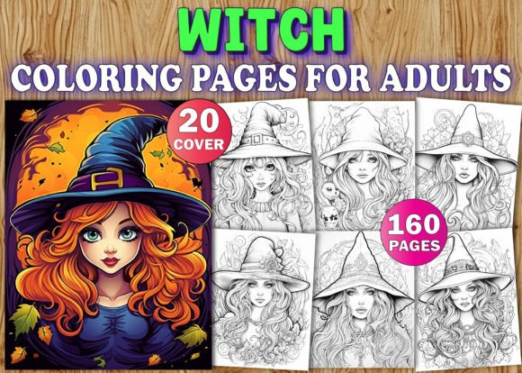 Download 160 Witch Coloring Pages for Adults KDP - Premium Resources
